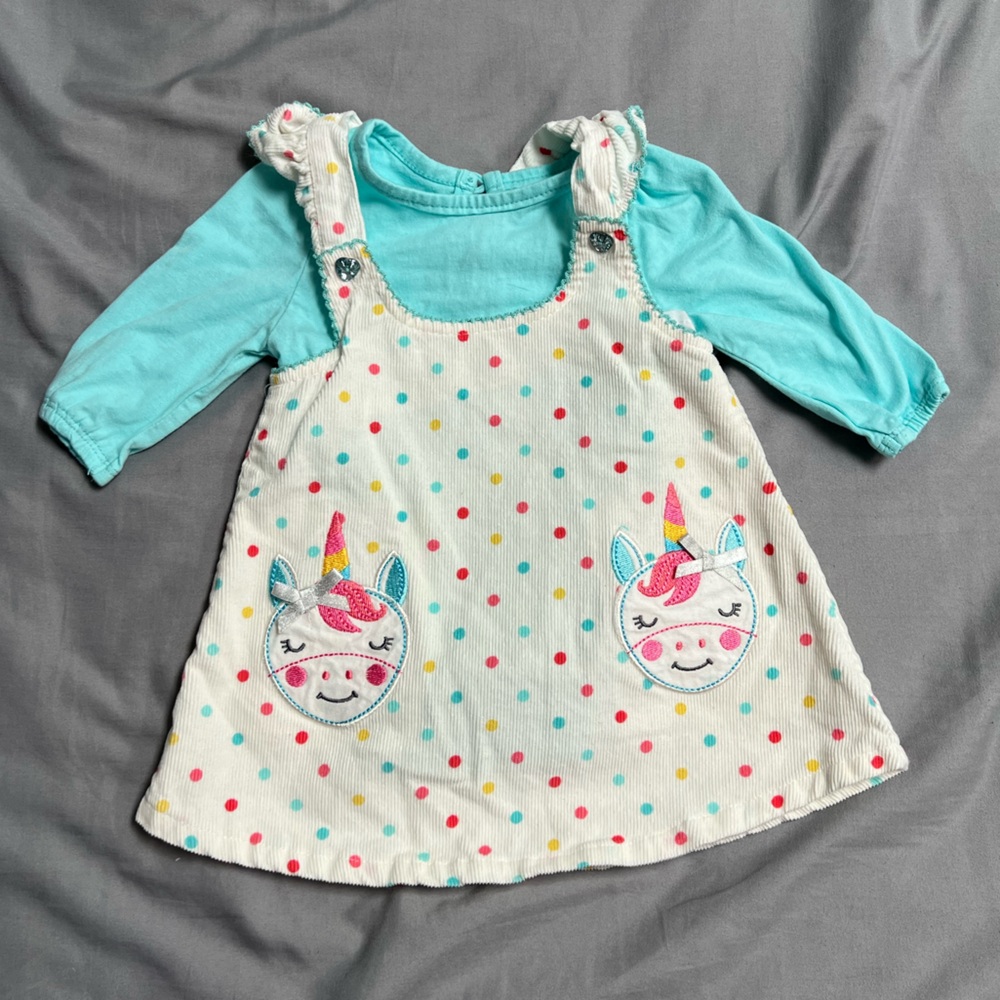 Nanette Baby Unicorn Polka Dot Dress - Multicolor